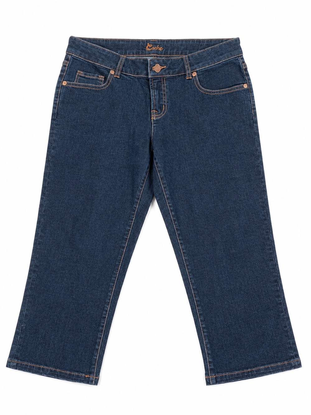 Cache Studded Pocket Denim Capri Jeans Women’s Size 6 Blue Cropped Stretch - Picture 3 of 8